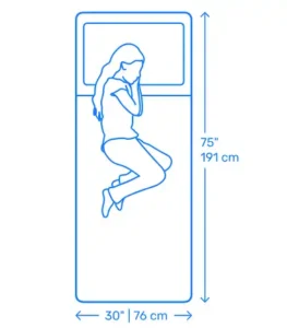 Tek kişili yatak ölçüleri.